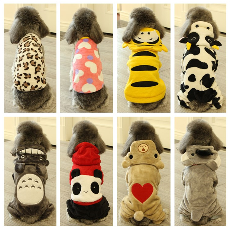 A variety of coral fleece dog clothes autumn and winter transformation pet clothes winter four-legged clothes bichon teddy dog ​​clothes