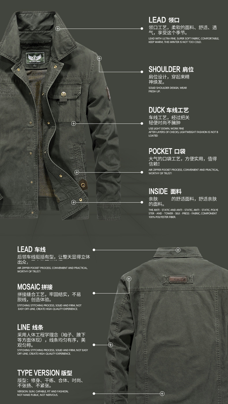 Blouson homme NIANJEEP    manches longues en Coton - Ref 3116119 Image 9