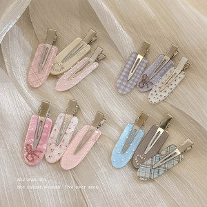Korean-Style Sweet Bowknot Plaid Seamless Hair Clip for Women 2026 New Bangs Side Clip ins Children's Hairpin Hair Accessory