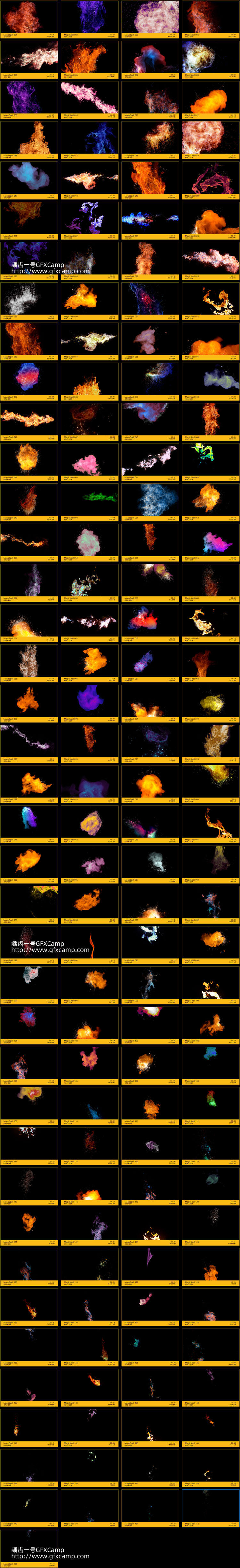 4K视频素材-153个魔法粒子烟雾火焰特效动画素材 BBV48  153组慢动作魔法火焰4K特效合成视频素材 含透明通道文件