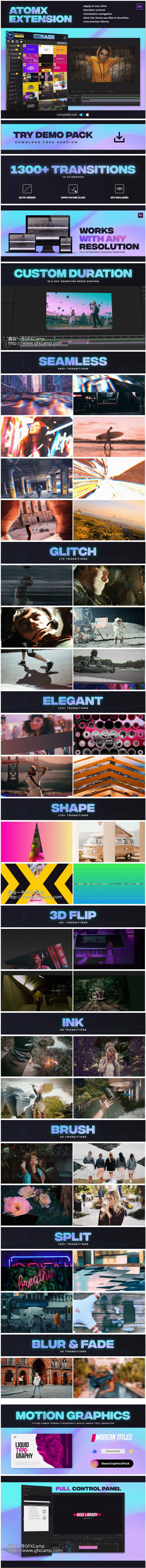 AE+PR脚本 4000组无缝视频转场文字标题排版字幕条调色特效预设V3