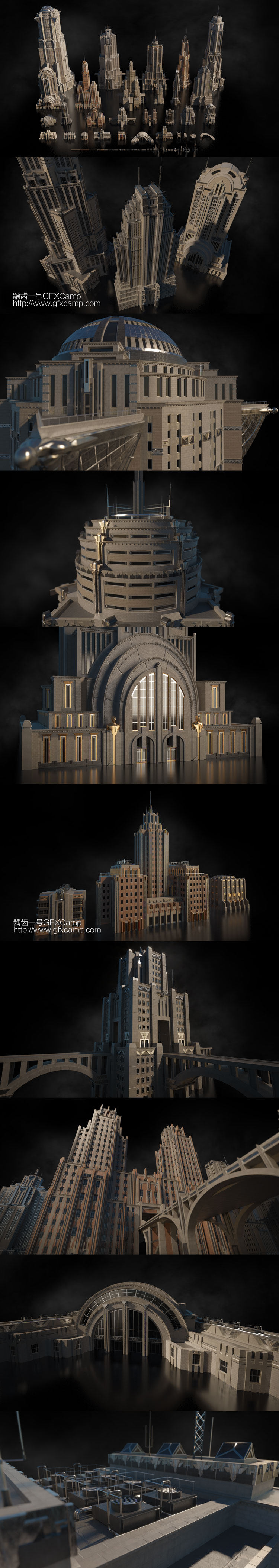 未来雄伟高楼大厦建筑楼房3D模型 C4D/FBX/OBJ/MAX/Maya/Blender/Houdini/Unity/Unreal等