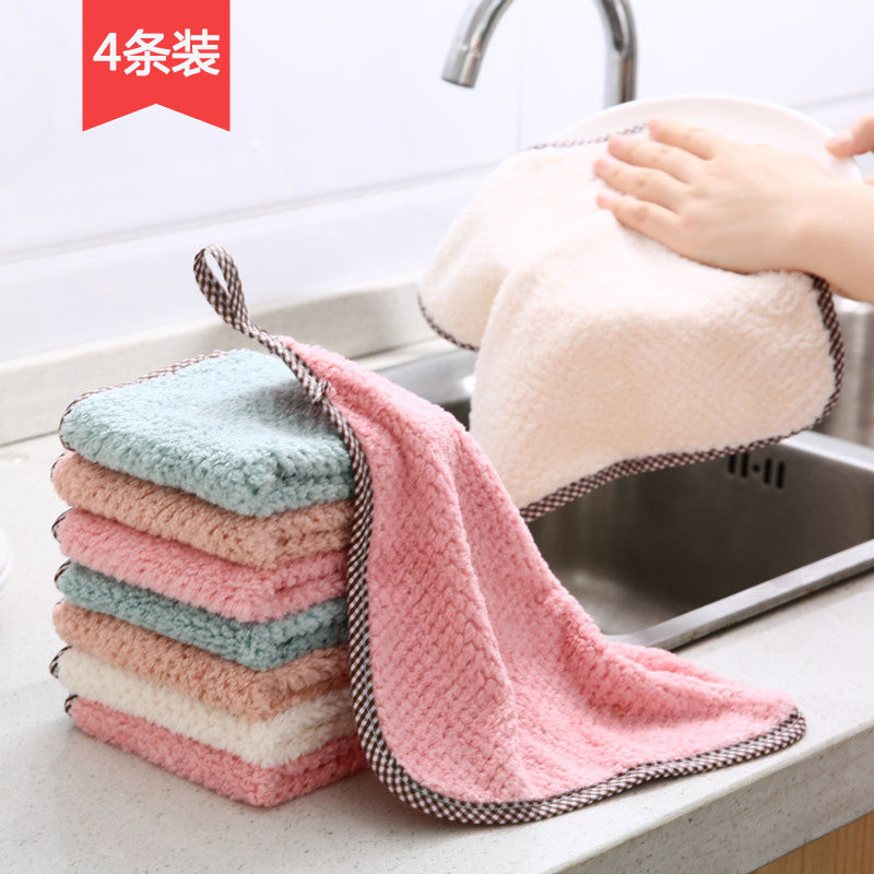 Small Tinder Hanging Coral Fleece hand towels cloth 8 Article Fitted Kitchen cleaning towels without dropping Mao absorbent dishcloth
