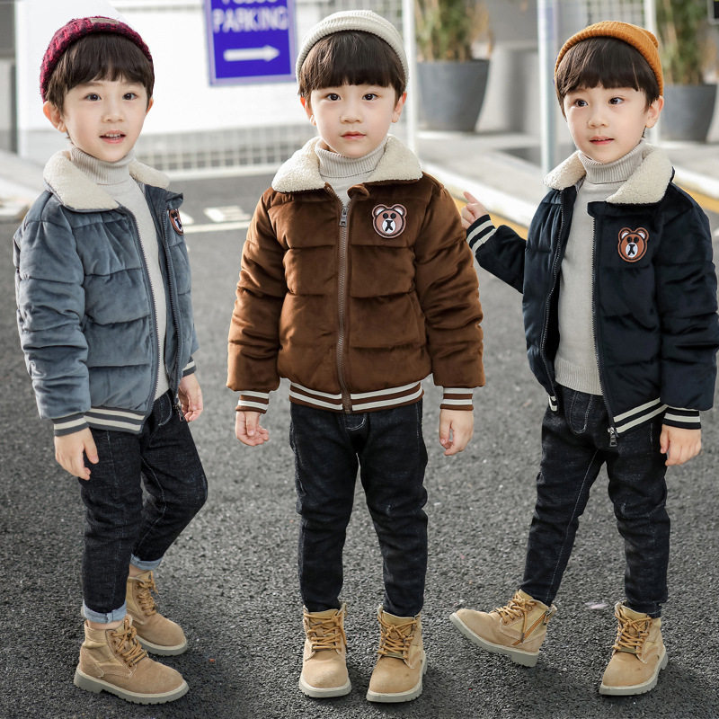 Male baby gold velvet jacket 3 boys short cotton coat 5 boys 6 down cotton clothes 7 children 8 years old 9 lapel quilted jacket