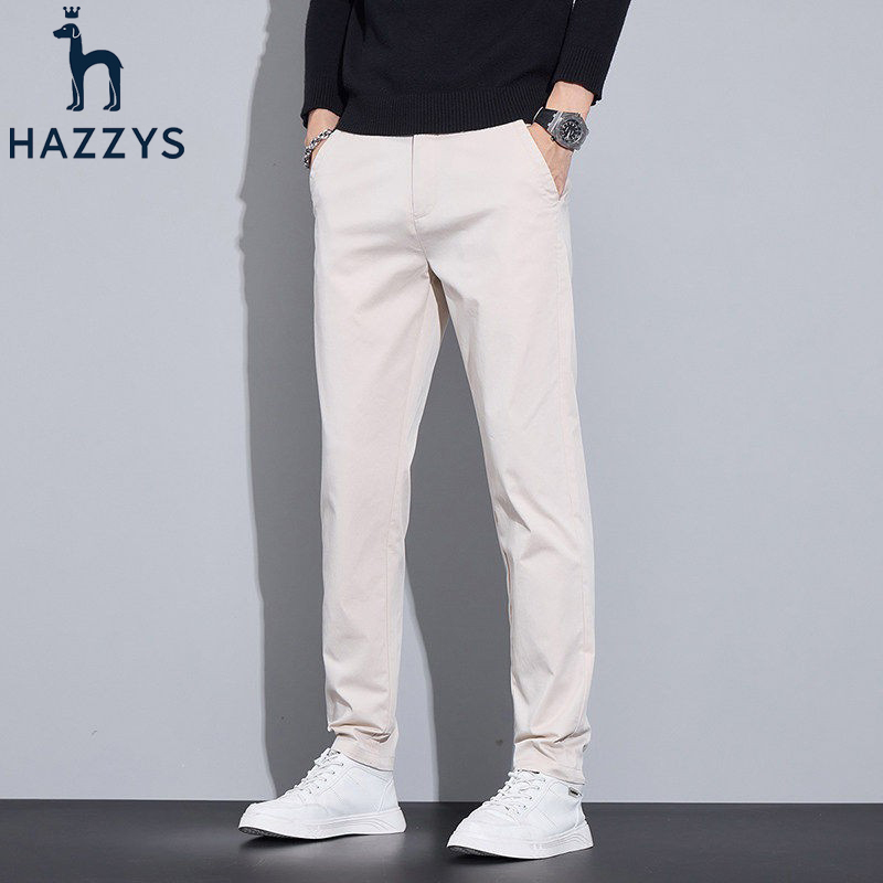 Hazzys Haggis High-End Casual Pants for Men, Spring and Summer Thin Loose Straight Cotton Stretch Trousers, Business Men's Pants