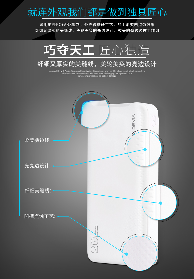 Táo Devia Divo sạc Po 20000M mA nhanh phí một portable lớn phụ trách công suất đèn flash VIVO OPPO kê Huawei Universal Mobile kỹ thuật số điện thoại di động chính hãng hỗ trợ tùy biến - Ngân hàng điện thoại di động sạc dự phòng samsung