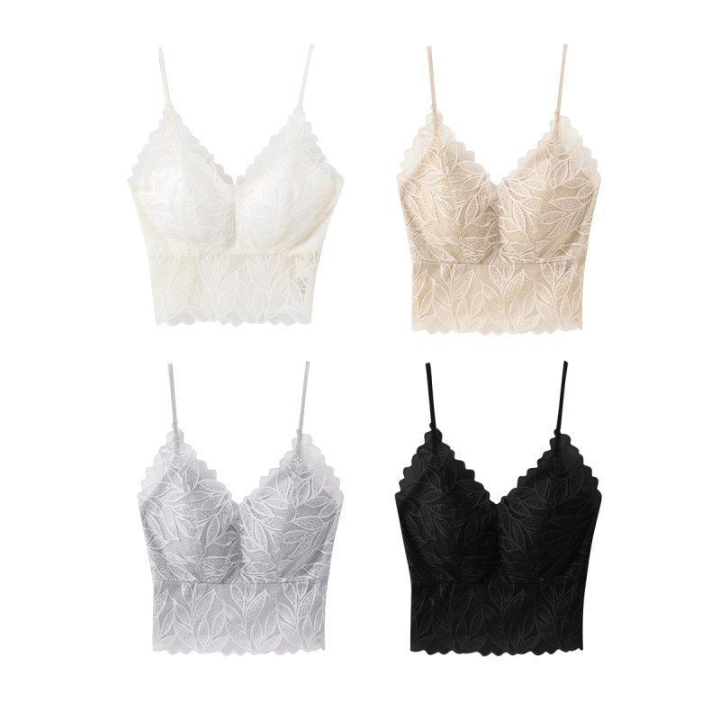 【Free Your Body】Break Free from Restraints Sexy Lace Elastic Shoulder Straps No Buckle Strapless Push-Up Bra Underwear