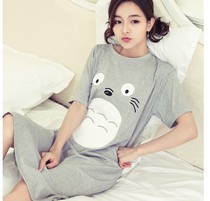 Han Edition Fashion Big Code Loose short sleeves Sleeping Clothes Fat mm200 Catwoman Summer Thin and Fat Increase to Outside Wearing Pyjamas