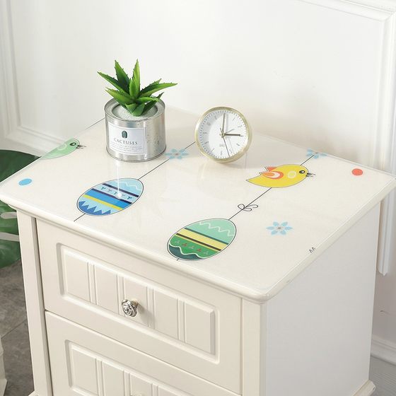 Waterproof no-wash bedside table cover PVC TV cabinet tablecloth tablecloth crystal mat European pastoral shoe cabinet soft glass