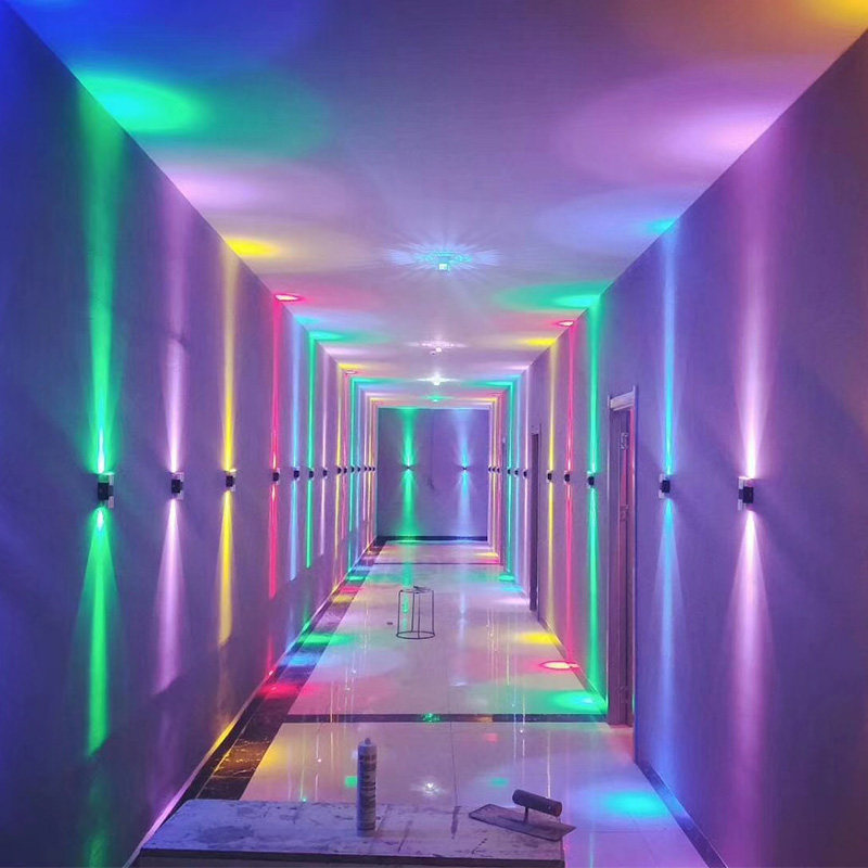 Colorful color-changing led lamp home bar ktv corridor wall lamp aisle background wall lamp color double head lamp ray lamp