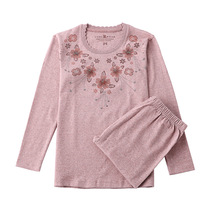 Middle-aged and elderly autumn clothes and long pants ladies round neck elderly thermal underwear lace mother shirt shirt pants set