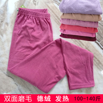 Middle-aged and elderly De Rong autumn pants womens mother old elastic inner wear close-fitting warm pants womens polished high waist pants