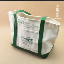 High-end canvas bag custom printable logo pattern custom environmental protection shopping bag color stitching tote bag