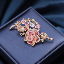 Южнокорейская Тяжелая Промышленность Micro Inlawn Zircon Rose Brooch Brooch Woma Fashing Suit Gree Dress Qipao Clothing Access