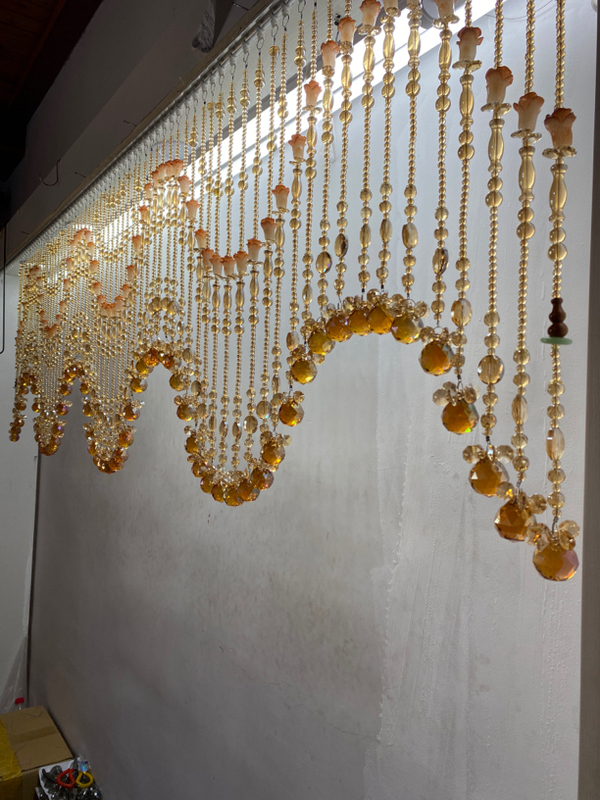 Champagne-Colored Crystal Bead Curtain for Living Room Partition, Door-To-Door Feng Shui Curtain, Half-Hanging Curtain Champagne-Colored Crystal Bead Curtain for Living Room Partition, Door-To-Door Feng Shui Curtain, Half-Hanging Curtain