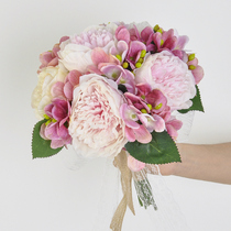 Wedding Bride Holder Flower Flower Flower Bouquet hipster Hydrangea Peony Korean Wedding Tour Photo Props