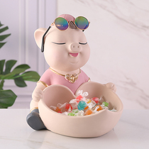 Cute pig ornaments porch entrance key living room coffee table remote control candy plate wedding housewarming gift