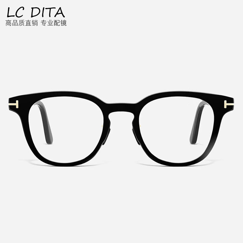 Tf Black Frame Glasses for Men and Women, Versatile Round Frame, Retro Trendy Acetate Material, Prescription Glasses Frame Tf5922, Professional Prescription Lenses Tf Black Frame Glasses for Men and Women, Versatile Round Frame, Retro Trendy Acetate Material, Prescription Glasses Frame Tf5922, Professional Prescription Lenses
