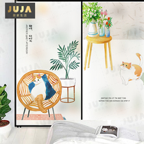 Electrostatic Frosted Glass Sticker Anti-Peep Privacy Cute Cartoon Cat Bedroom Window Glass Sliding Door Sticker