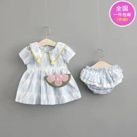 Комплект, летняя детская летняя одежда для девочек, 0-1-2-3 лет, 2 предмета, 6 мес., в западном стиле