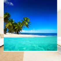 Maldives Beach Sea View Green Coconut Tree View Living Room Kitchen Toilet Waterproof Pull Bead Lifting Roller Blind