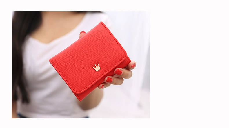 Thời trang mới vương miện ví nhỏ nữ ngắn đoạn thay đổi phiên bản tiếng Hàn của ví nữ nhỏ xinh dễ thương