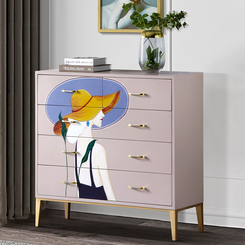 American-style painted chest of drawers modern minimalist light luxury chest of drawers living room decorative drawer side cabinet bedroom locker