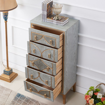 American Light Extravagant Five Bucket Cabinet Iron Art Combined Lockers Modern Minima Bedroom Containing Cabinet Solid Wood Drawer Side Cabinets