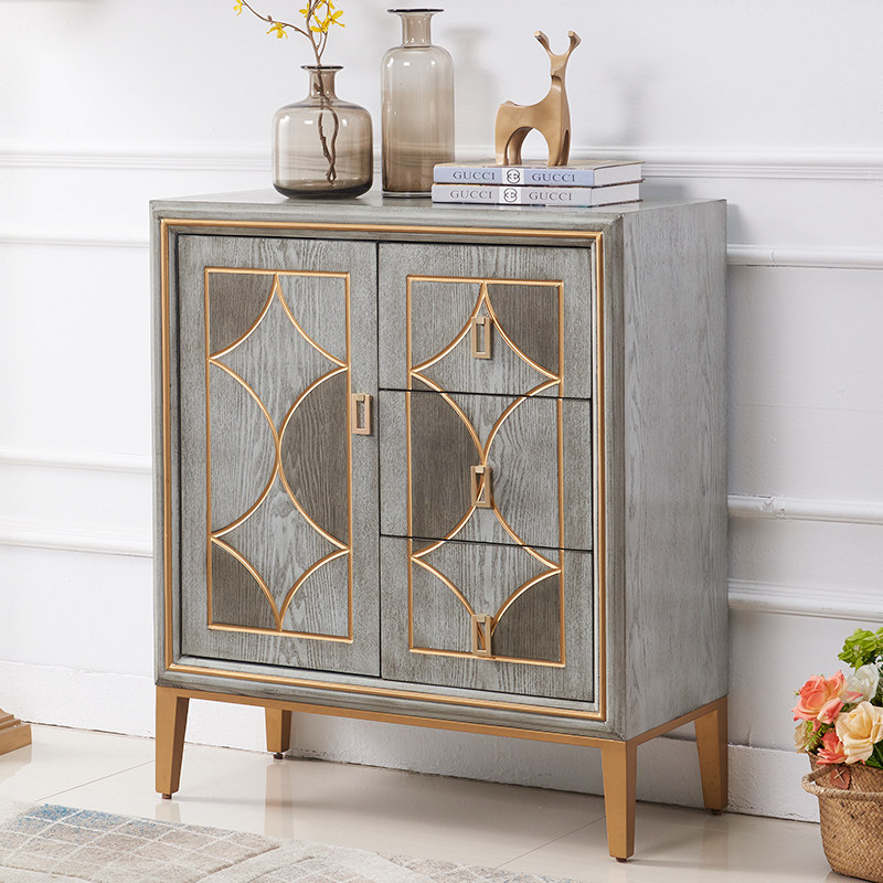 American light luxury bucket cabinet porch cabinet living room locker decorative cabinet painted small cabinet restaurant wrought iron feet storage cabinet