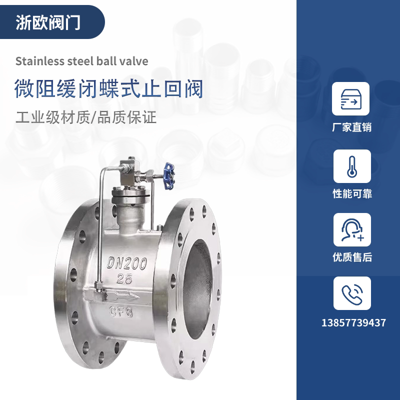 Stainless Steel Micro-Resistance Slow-Closing Butterfly Check Valve Hh49X/Hh48X Silencer Waterproof Hammer-Proof One-Way Valve Stainless Steel Micro-Resistance Slow-Closing Butterfly Check Valve Hh49X/Hh48X Silencer Waterproof Hammer-Proof One-Way Valve