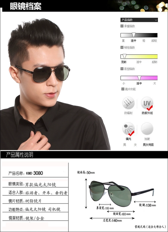 Kính râm phân cực Camandy unisex gương gương lái xe phân cực có thể được trang bị ống kính cận thị