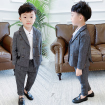 Boys Plaid suit suit Childrens Western style casual suit Two-piece baby British style flower girl dress Autumn and winter