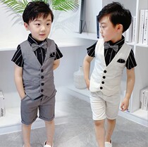 Summer childrens clothing Boys suit vest suit Childrens boy performance dress Flower girl host performance dress