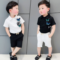 Boys short-sleeved shirt cotton suit 2 childrens summer shorts 3 baby T-shirt 4 small boy five-point pants 5 years old 6 tide