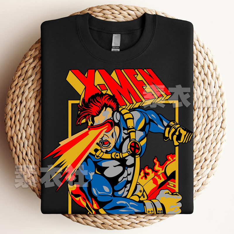 X-Men Laser Eye Short Sleeve American Comic Peripheral Adult and Children's Cyclops Scott X-Men Versatile T-Shirt Pure Cotton