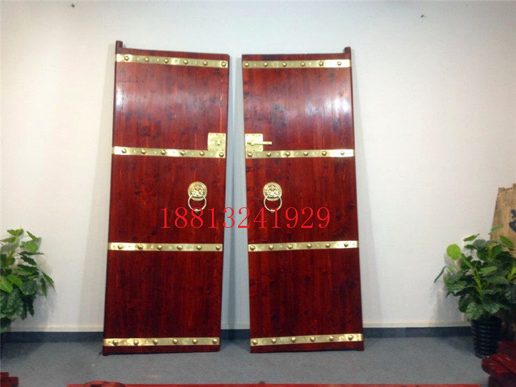 Double door Chinese antique door solid wood door villa tea house courtyard door custom-made original wooden door entry door