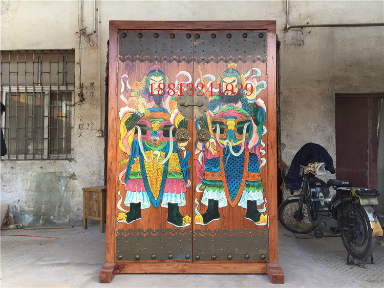 Antique rural home wooden door solid wood door Chinese old elm courtyard door villa door double switch entrance door