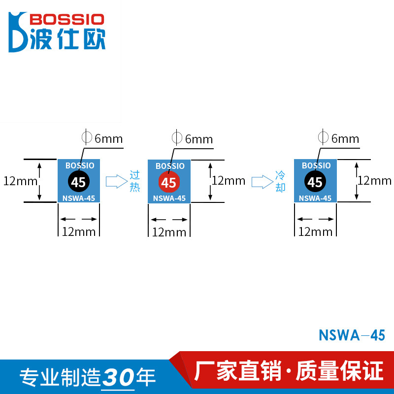 Porsee's NSWA-45 reversible discoloration thermometric patch temperature patch with warm sheet catch-up temperature mark single lattice thermometric paper