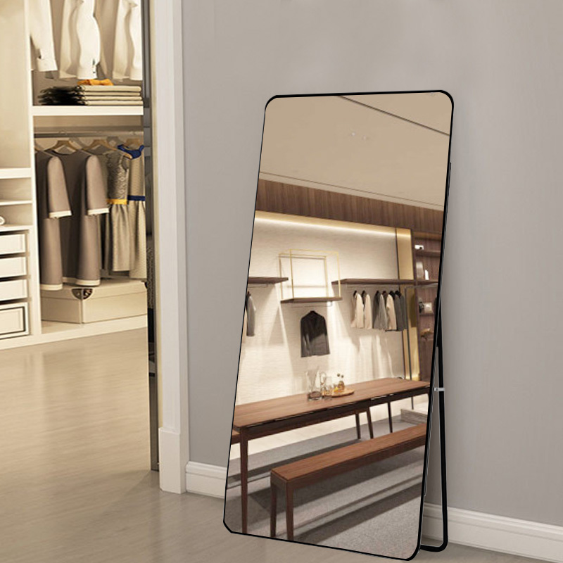 Clothing store mirror full body full body mirror slim fitting floor mirror home slimming beauty aluminum alloy mirror ins