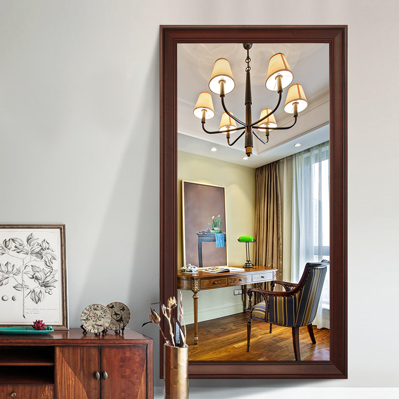 Chinese vintage full-body mirror solid wood full body floor mirror New Chinese vintage red full-body mirror with slim body mirror