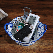 Green flower porcelain dried fruit snacks disc creative doorway Genguan key containing box swinging piece New Chinese tea table decorating utensil