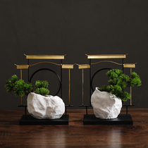 New Chinese Home Decoration Goods Iron Art Ceramic Vase Living Room Genguan Furnishing TV Cabinet Swing Piece Pine Bonsai