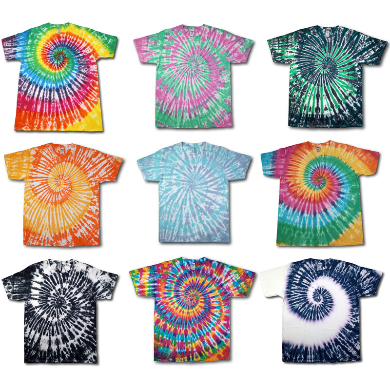 《Spiral》 Original Handmade Tie-Dye T-Shirt Spring and Summer Short-Sleeved Pure Cotton Skateboard Unisex Rainbow Striped Hip-Hop Casual