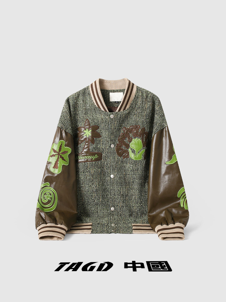 草木花香 TAGD复古刺绣PU皮夹克,小众设计的春日宝藏穿搭_夹克_淘宝服装网