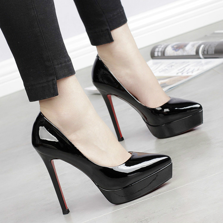 Comfortable Runway High Heels, Stiletto Pointed Toe, Waterproof Platform, Patent Leather, Sexy Spring Shoes for Women, 12Cm/11Cm, Versatile Comfortable Runway High Heels, Stiletto Pointed Toe, Waterproof Platform, Patent Leather, Sexy Spring Shoes for Women, 12Cm/11Cm, Versatile