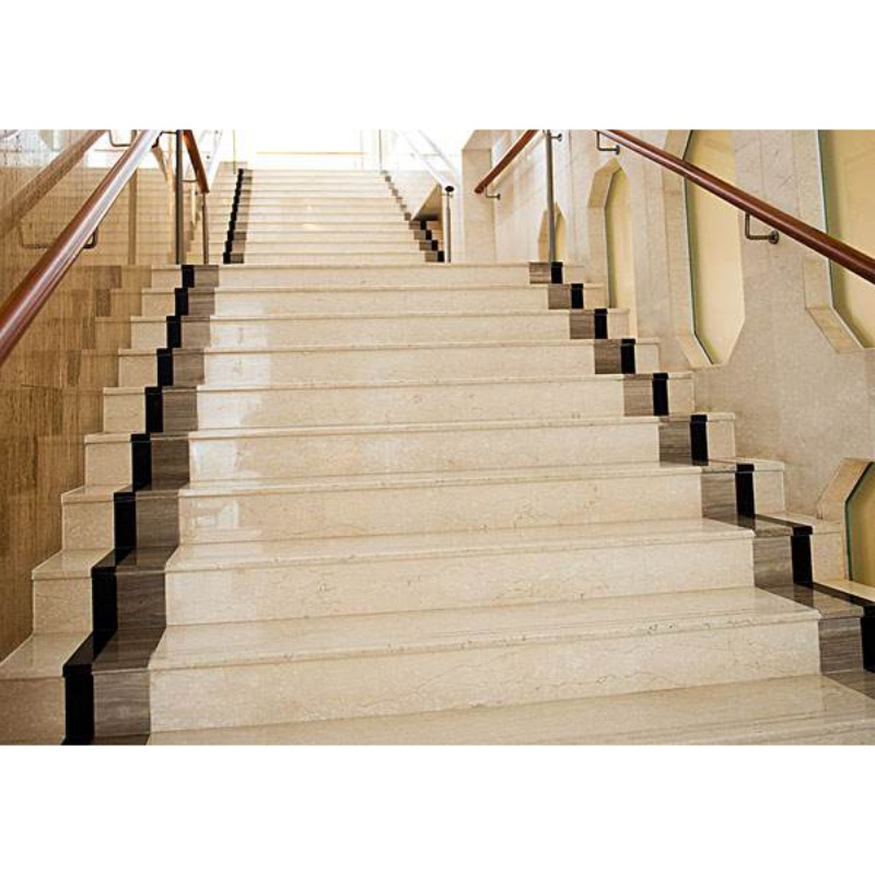  Light brown mesh natural marble stairs step 1 5mm thick stone All-body non-slip integrated custom ladder