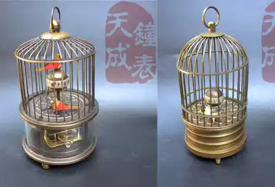 Pure copper birdcage mechanical clock Old-fashioned winding and winding copper seat clock clock seat clock retro play props collection