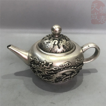 Small Wine Pot Teapot Pure Copper Silver Plated White Silver Old Silver Small Pot Kung Fu Tea Tea Fugu Playdesk Swing Piece Collection