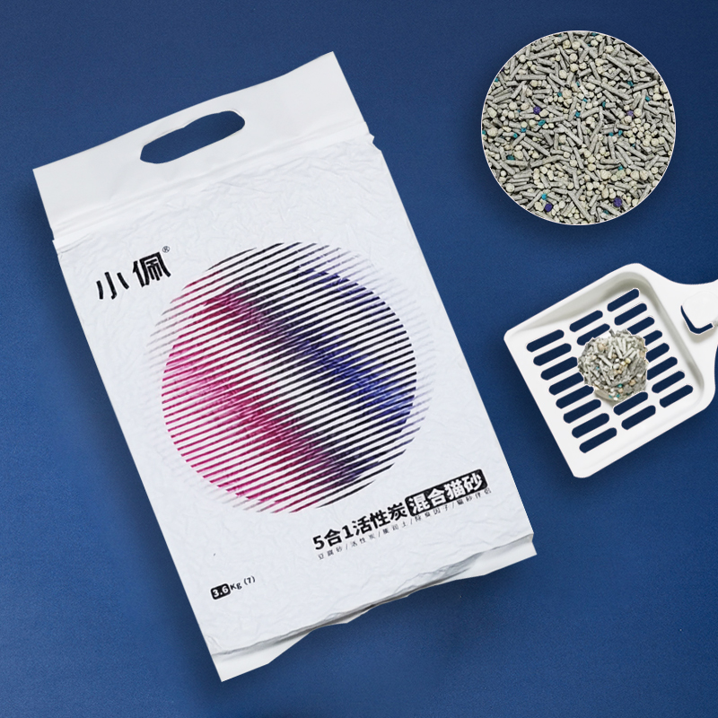 Small peat cat sand five-in-one mixed sand 7L tofu cat sand active carbon deodorant dust-free bentonite sand 4 packs 28L