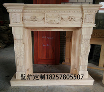 Solid wood fireplace decorative cabinet custom European Dongyang wood carving carved bed and breakfast home entrance living room background wall decoration